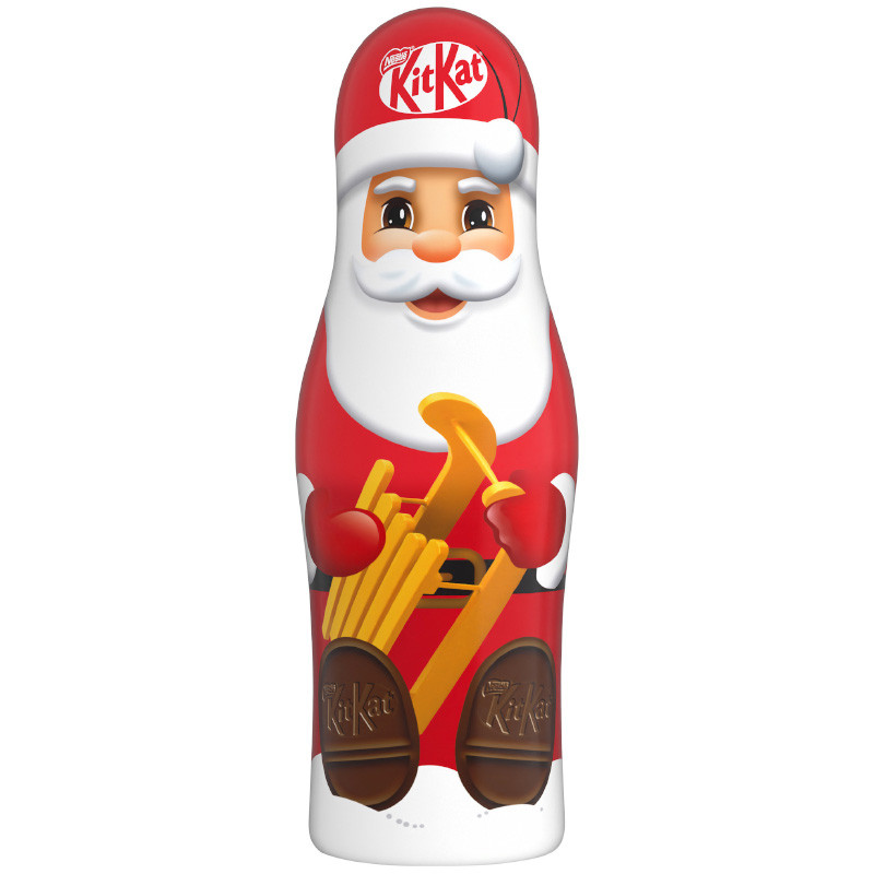 KitKat Weihnachtsmann 45 g knuspriger Schokoladenweihnachtsmann aus zarter Milchschokolade mit knusprigen Waffelstückchen